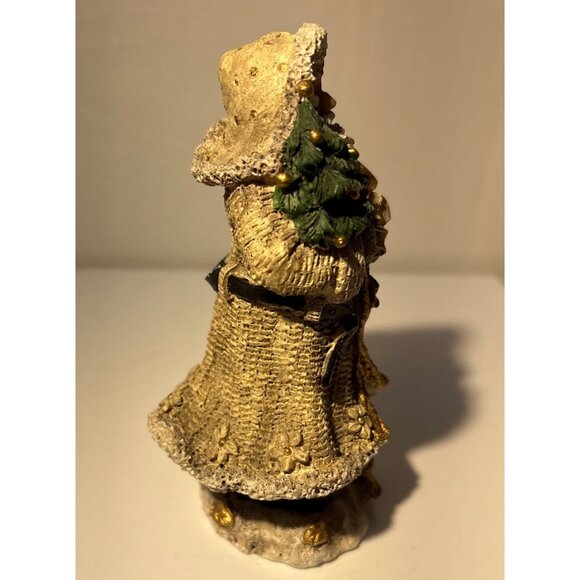 Abbott Collection Santa Claus Figurine Old World Santa Holding Tree & Bell Gold - Picture 3 of 8